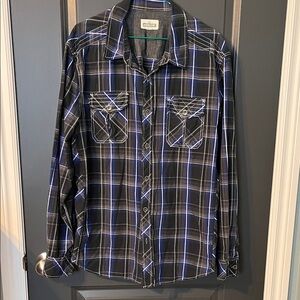 Men's Black and Blue Plaid Shirt